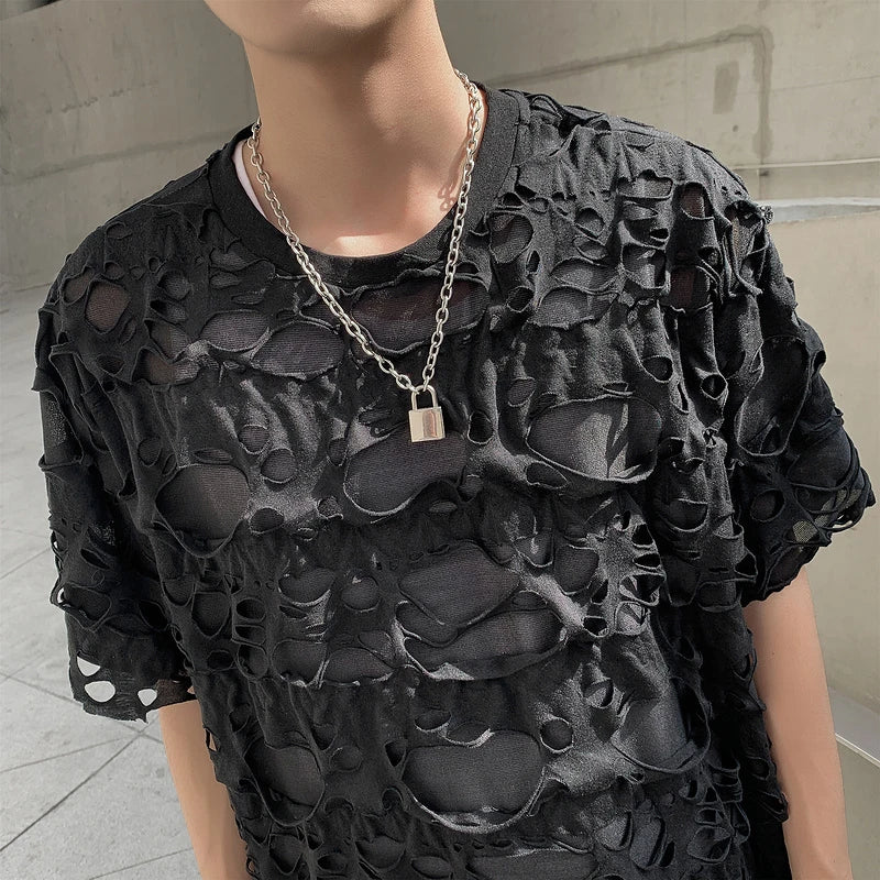 Ripped Hip Hop Distressed Hole Oversized T-Shirt