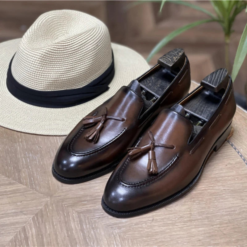 Vintage Slip-On Tassels Leather Loafers