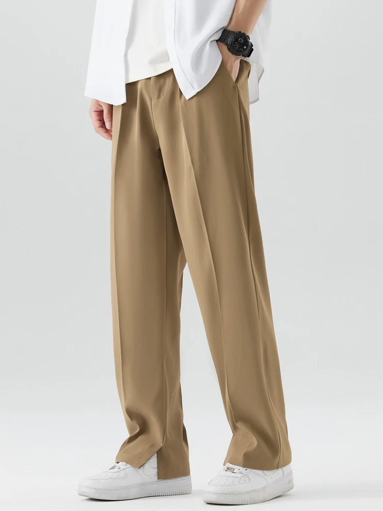 Casual Polyester Straight Loose Drape Trousers