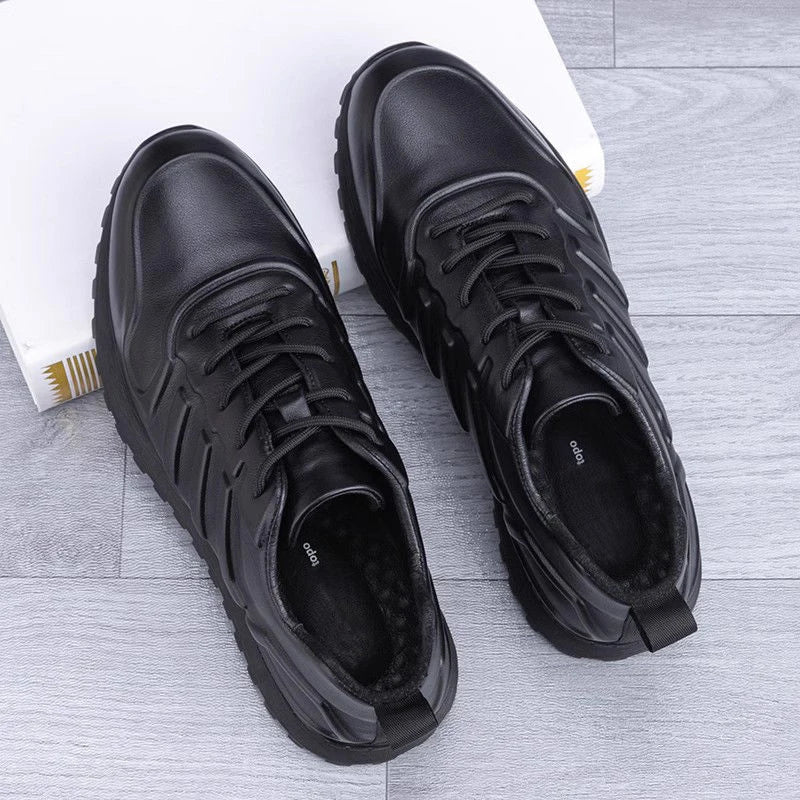 Thick Bottom Top Layer Cowhide Leather Sneakers