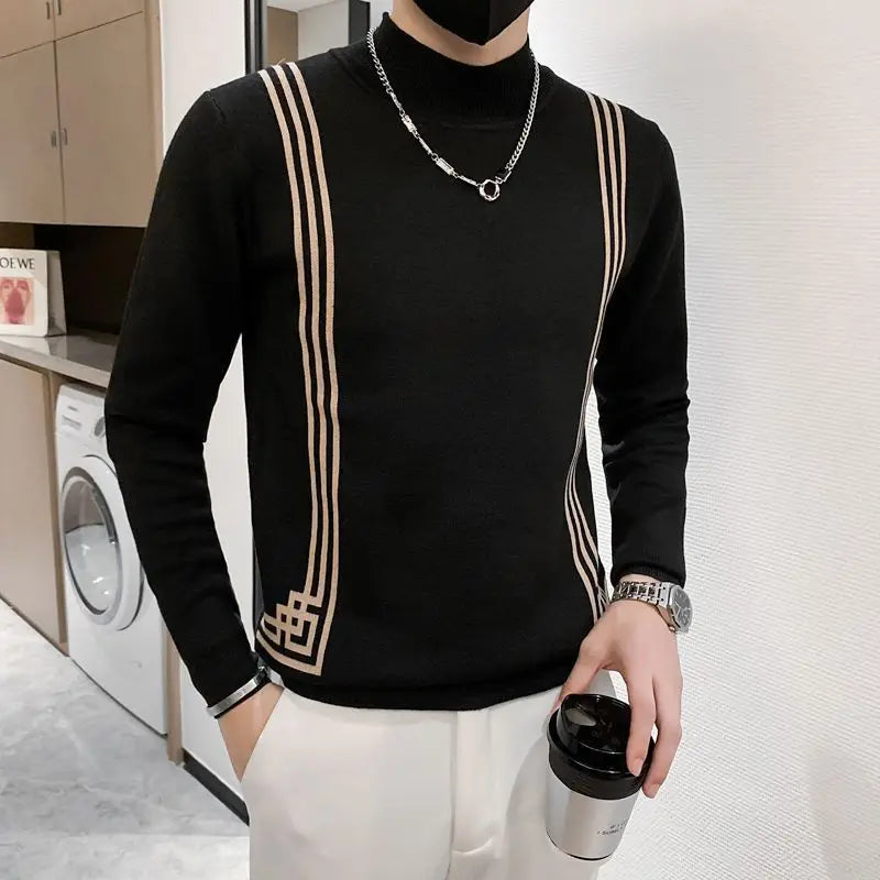 Striped Basic Knitted Men's Sweater