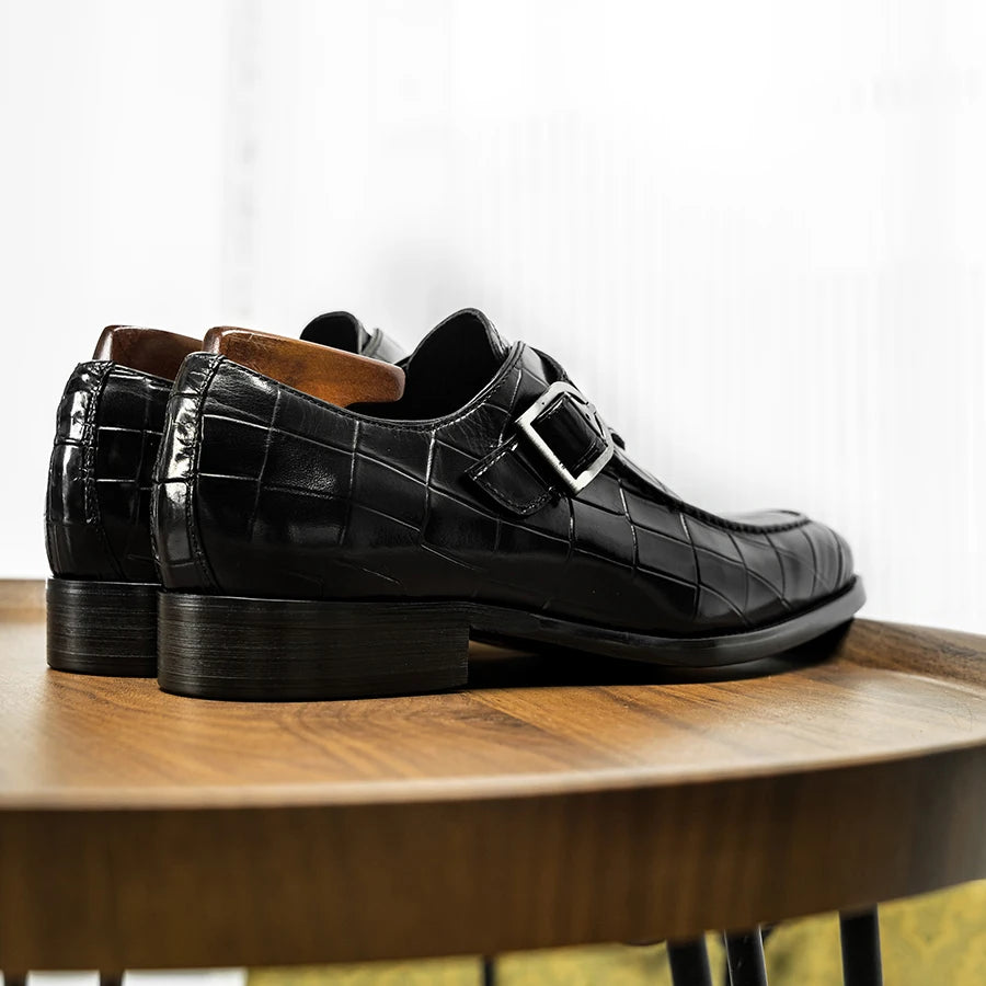 Croc Embossed Monk Dress Shoes