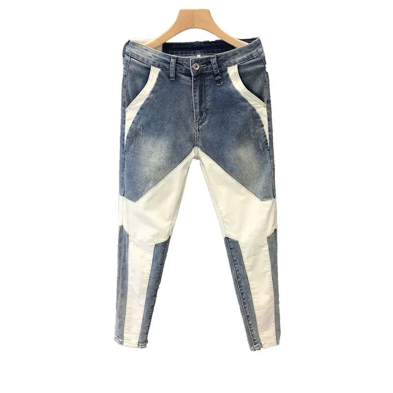 Streetwear Solid Patchwork Jeans