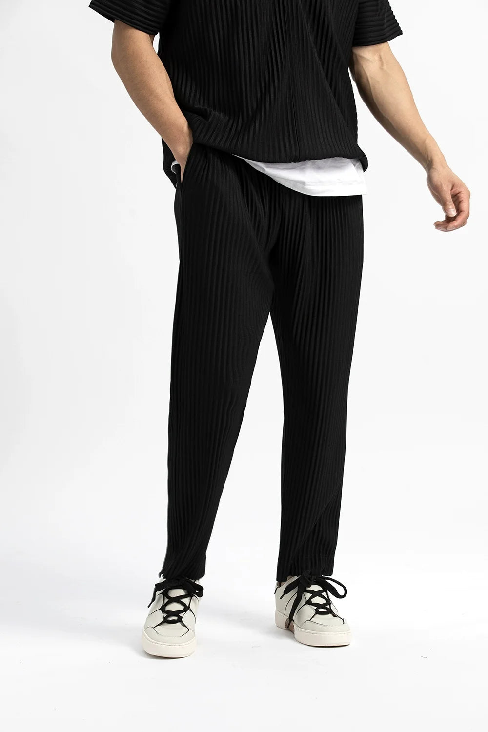 Casual Solid Pleated Loose Pants