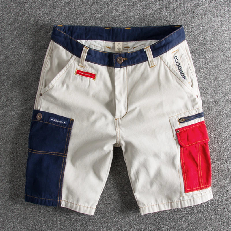 Patchwork Design Casual Cargo Shorts