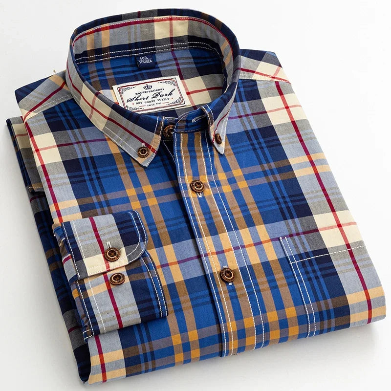 Casual Single Pocket Plaid Shirt