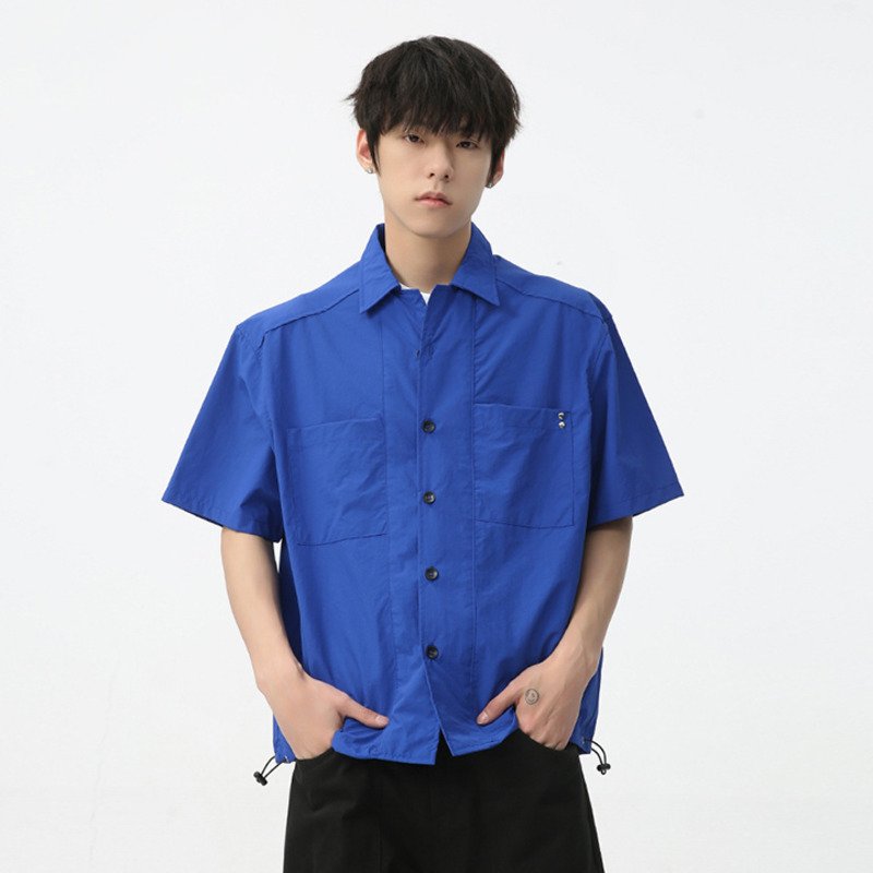 Adjustable Drawstring Solid Shirt