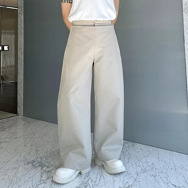 Solid Casual Double-layer Straight Pants