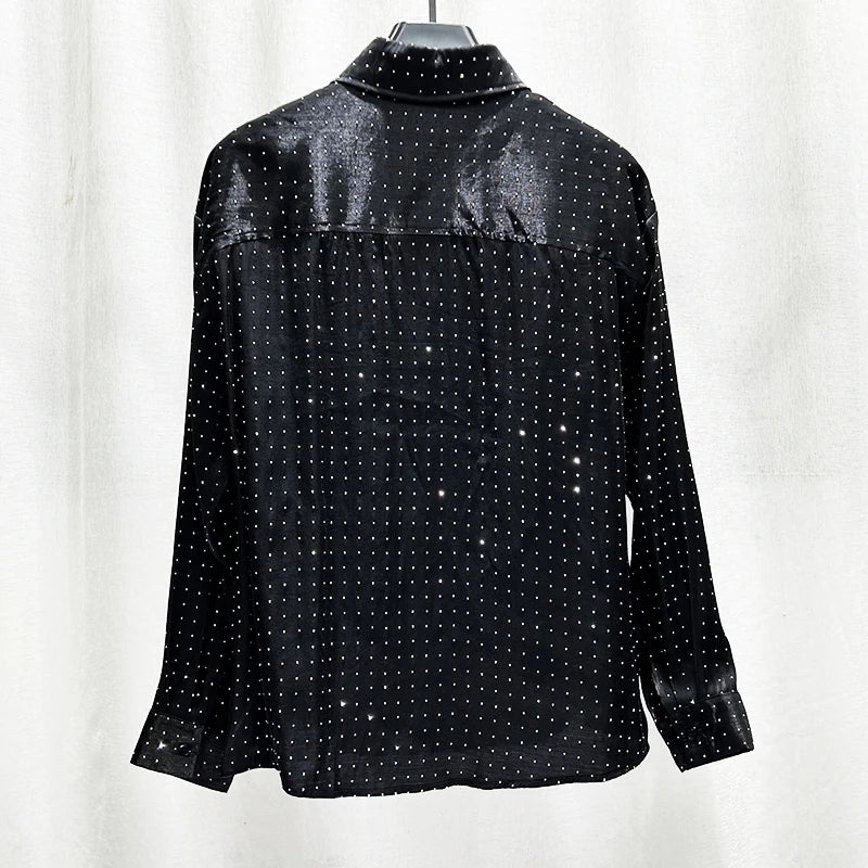 Starry Black Loose Long Sleeve Shirt