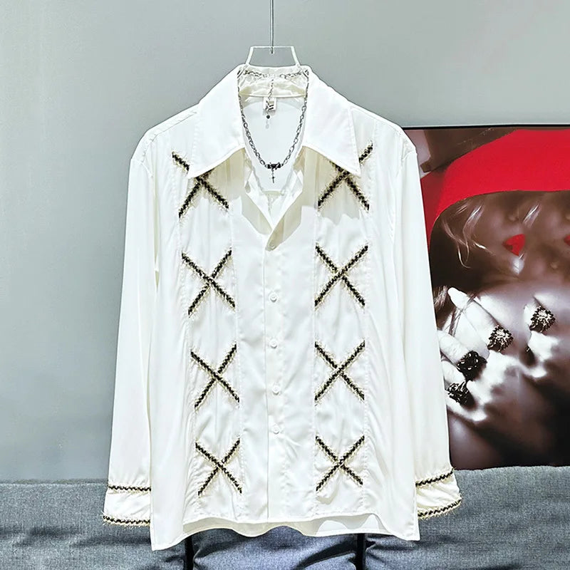 X Cross Patchwork Decor Shirt