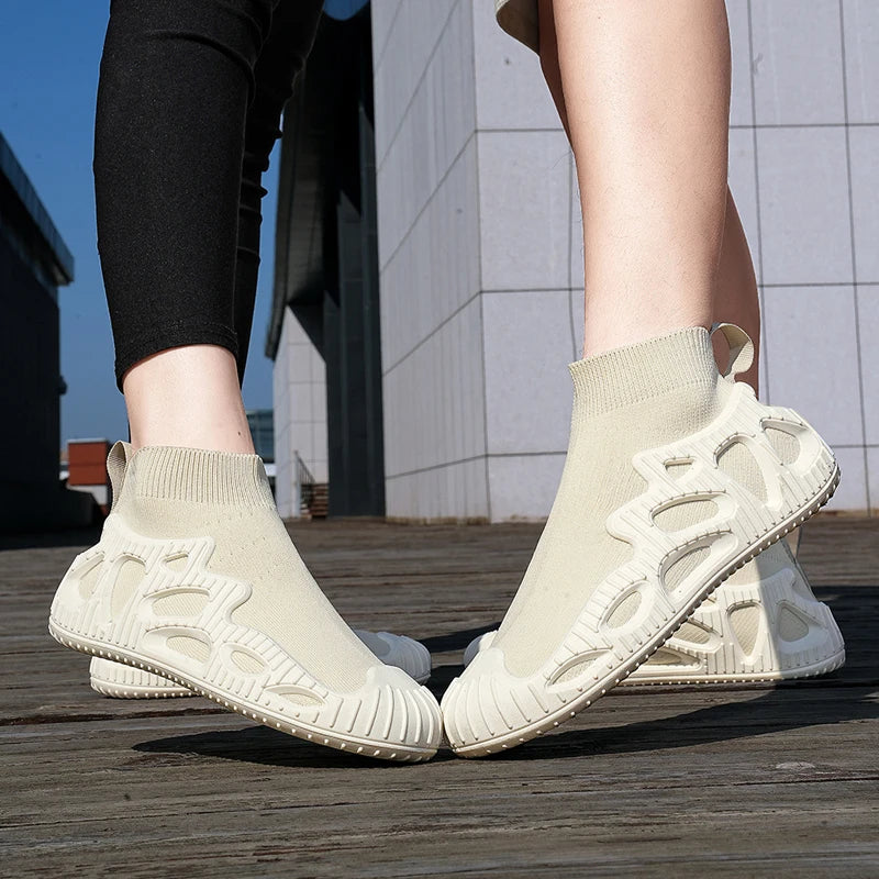 Casual Solid Stretch Fabric Sneakers