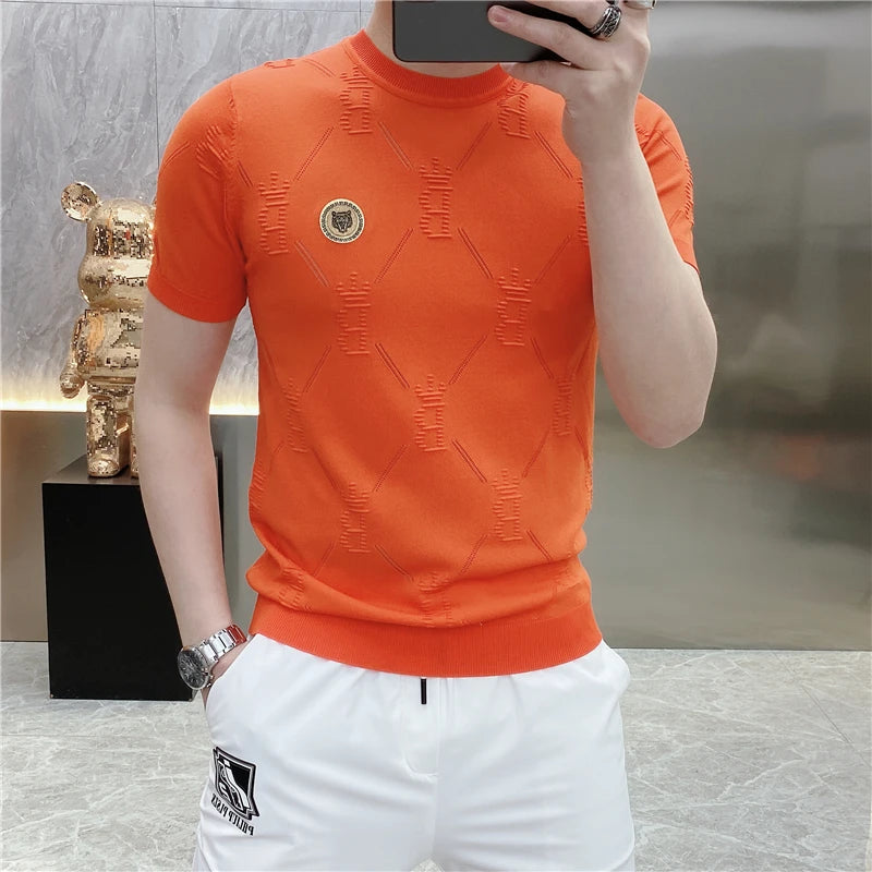 Tiger Patch Solid Letter Jacquard T-Shirt