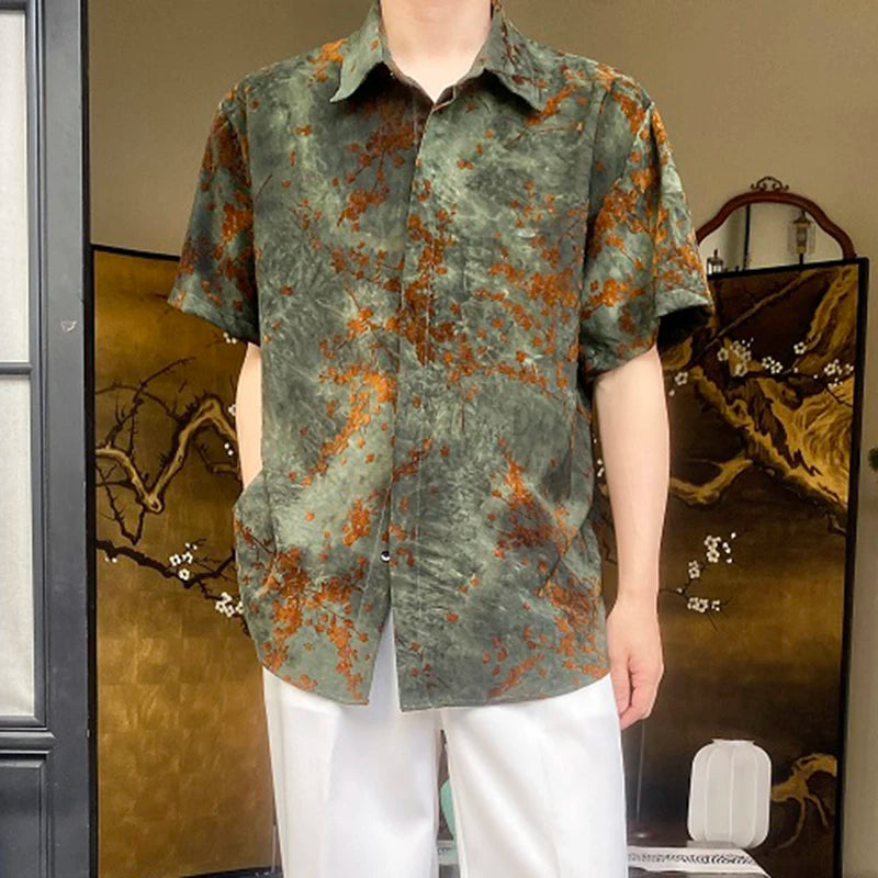 Short-Sleeved Cotton Jacquard Shirt