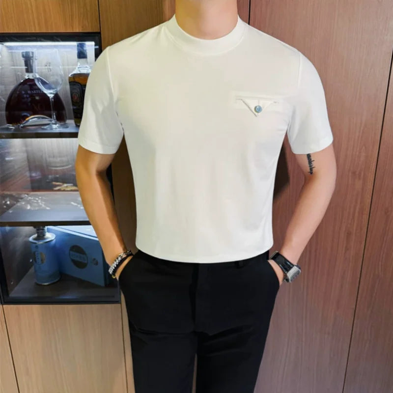 Chest Pocket Design Round Neck T-Shirt