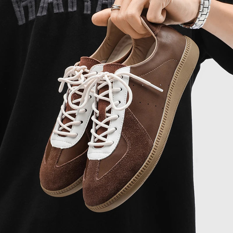 Clean Contrast Lace-Up Sneakers