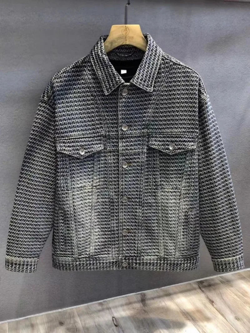 Embroidered Script Houndstooth Jacket