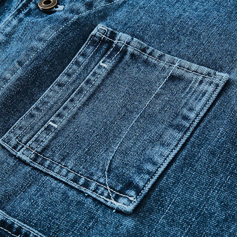 Stitched Multi Pockets Denim Vest