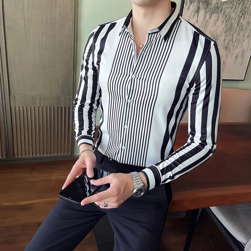 Casual Striped Contrast Slim Fit Shirt