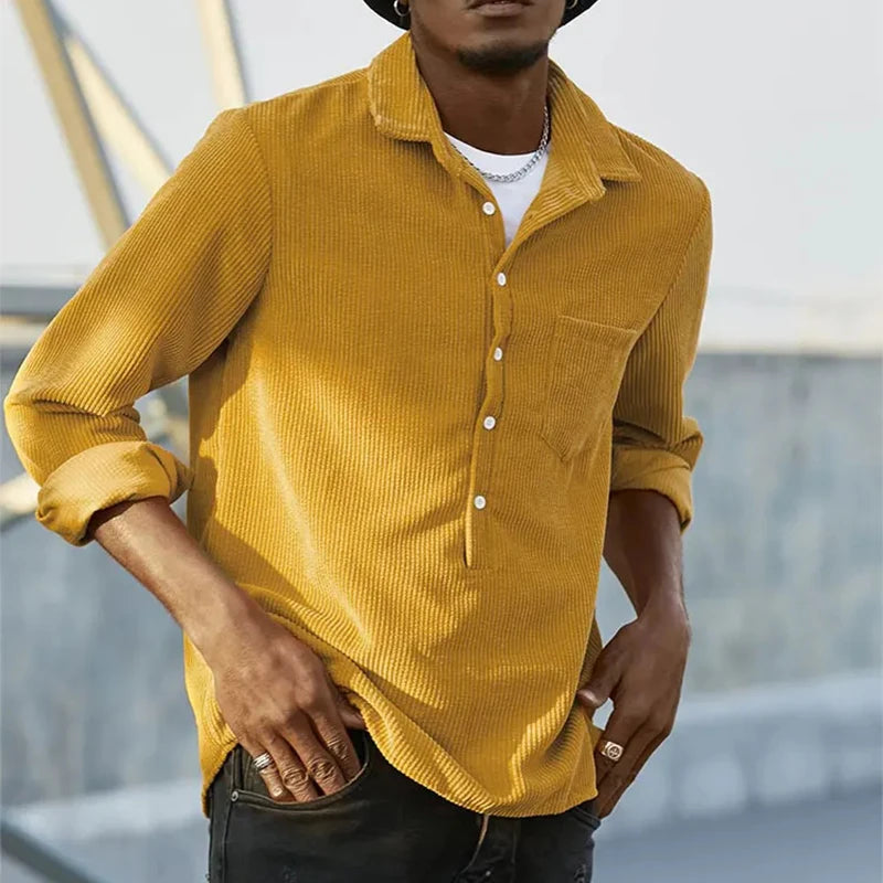 Corduroy Button-Down Long Sleeve Shirt