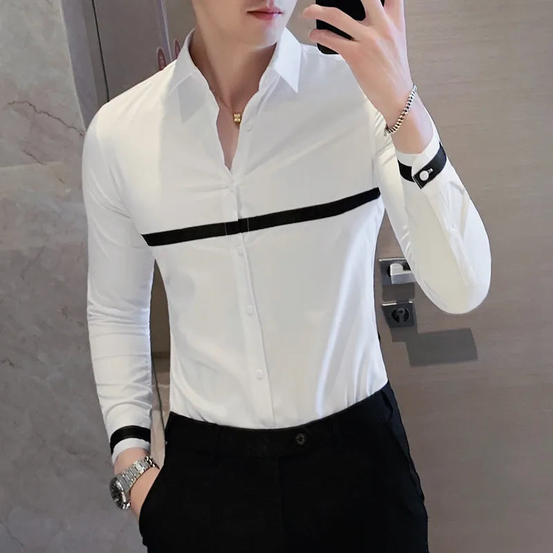 Solid Casual Single Line Slim Fit Shirt