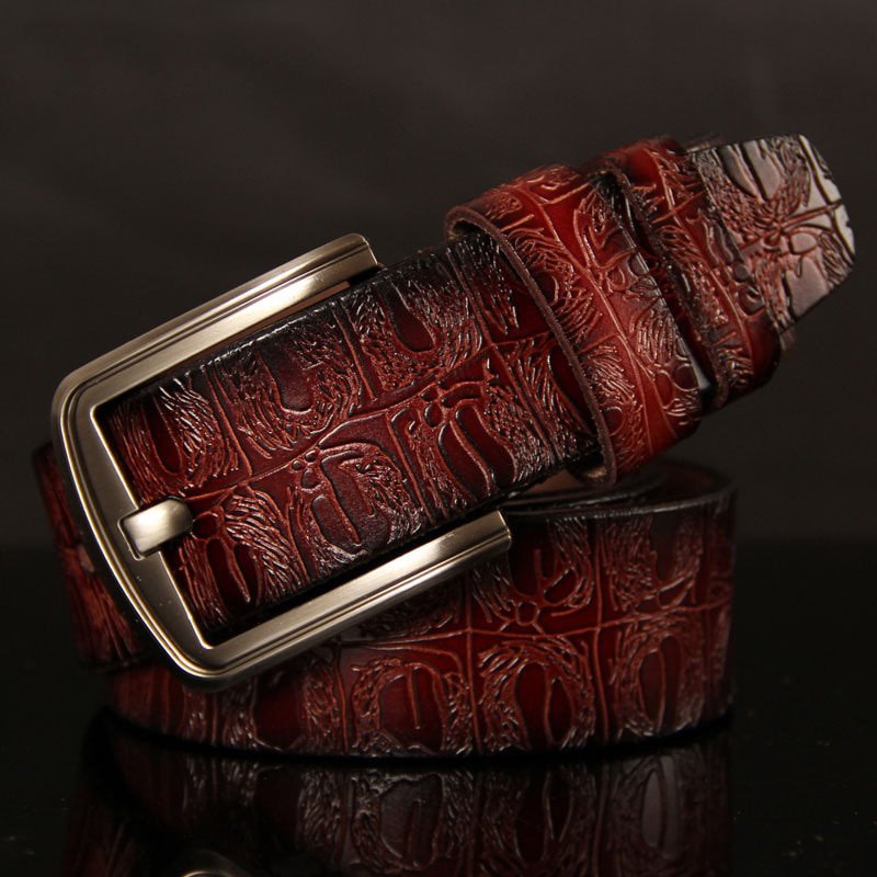 Vintage Patterned Leather Belt