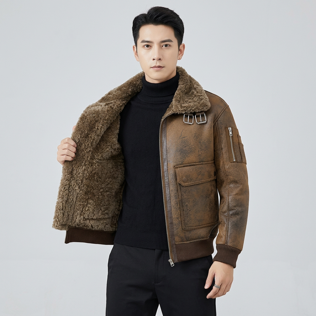 Winter Buckle Strap Arm Pocket Jacket