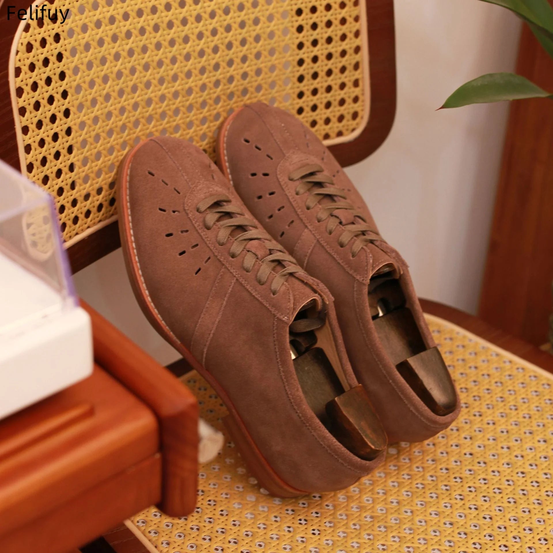 Minimalist Perforated Leather Sneakers