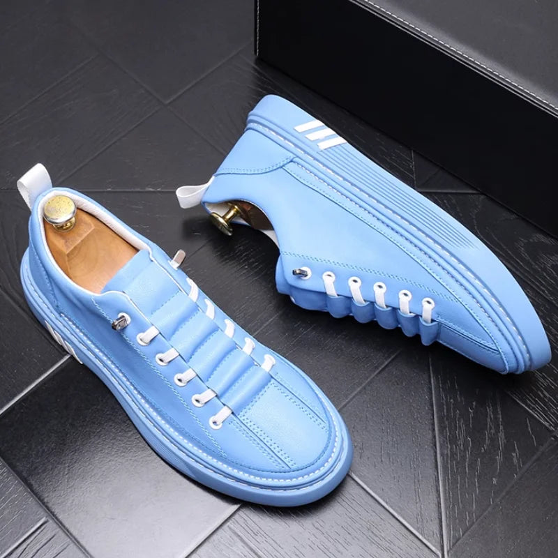 Casual Solid Slip-On Leather Sneakers