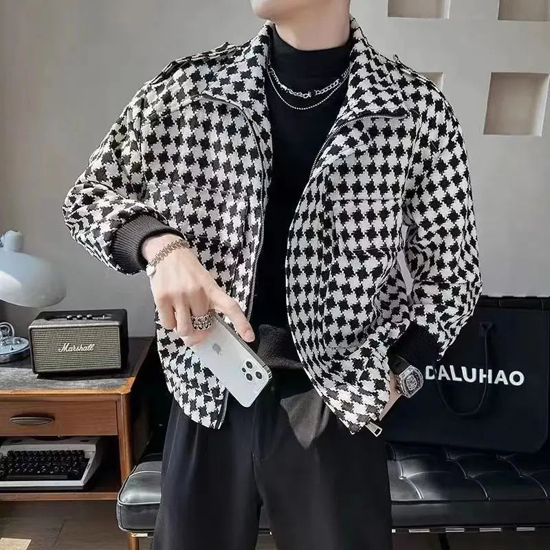 Geometric Black & White Men's Jacket