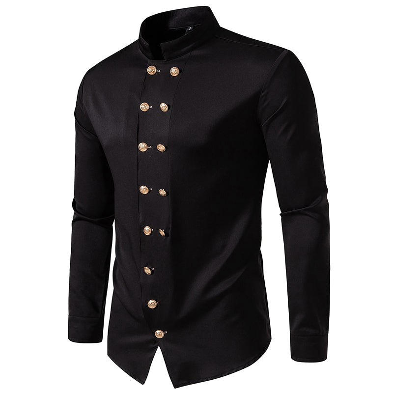 Solid Color Steampunk Long Sleeve Shirt