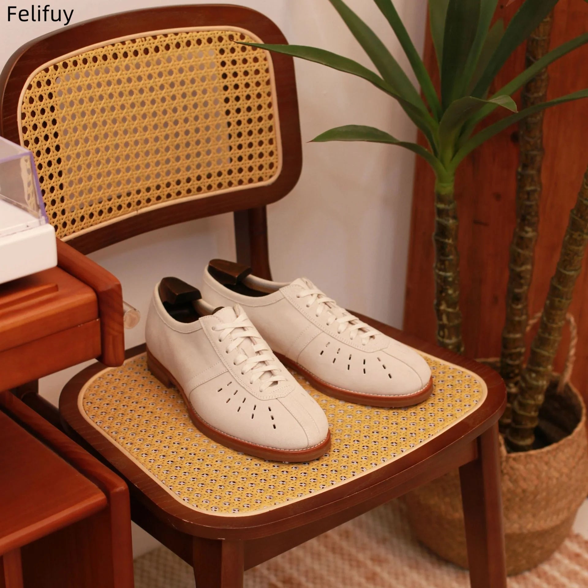 Minimalist Perforated Leather Sneakers