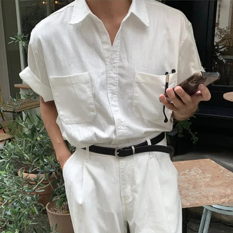 Solid White Short Sleeve Shirt