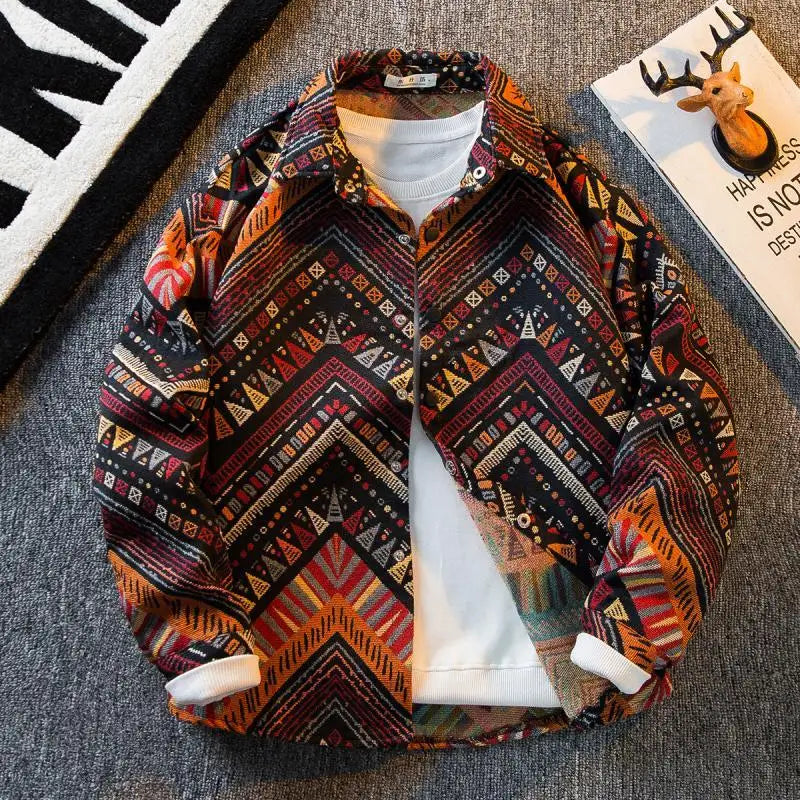 Ethnic Woven Pattern Button Closure Shirt