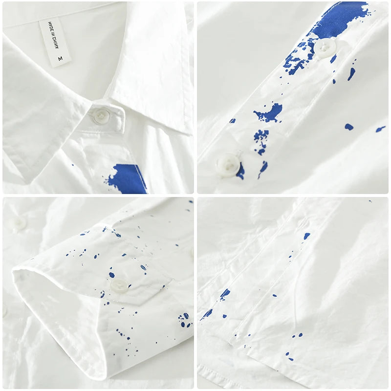 White Color Splash Ink Shirt