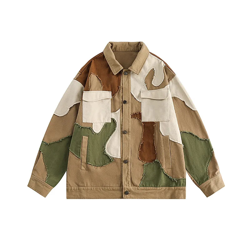 Retro Patch-Decorated Vintage Jacket