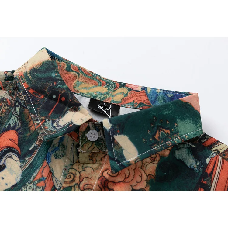 Vintage Casual Printed Short Sleeve Shirt