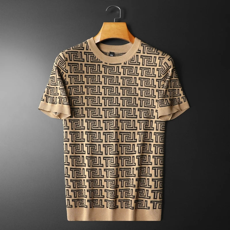 Letter Pattern Printed Broadcloth T-Shirt