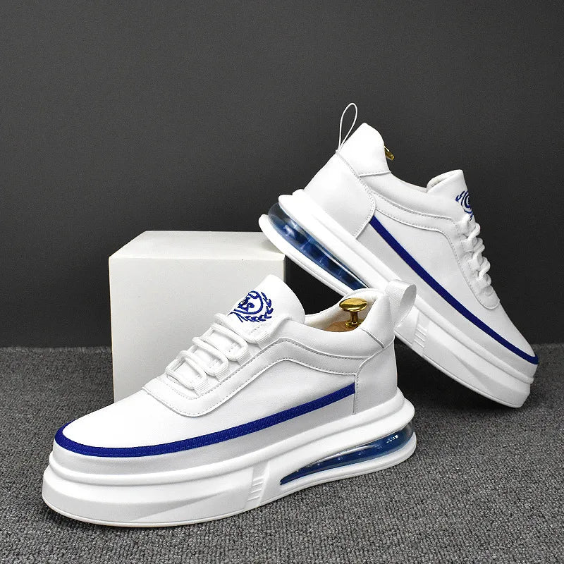 White Line Color Genuine Leather Sneakers