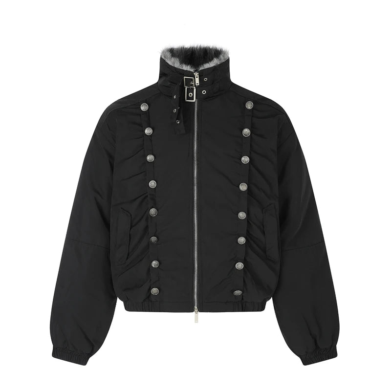 Retro Stand Collar Multi Button Jacket