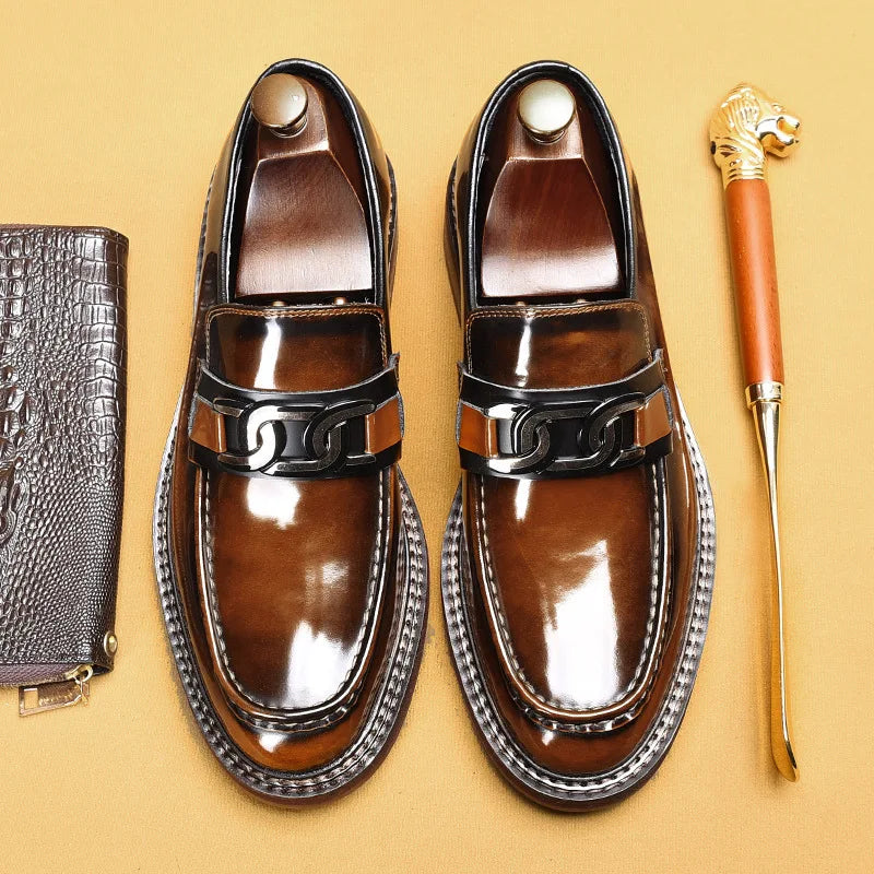 Luxury Shiny Solid Genuine Leather Loafers