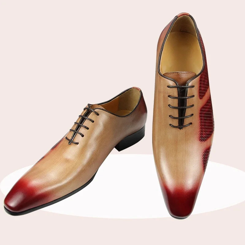 Brown Red Gradient Oxford Men's Shoes