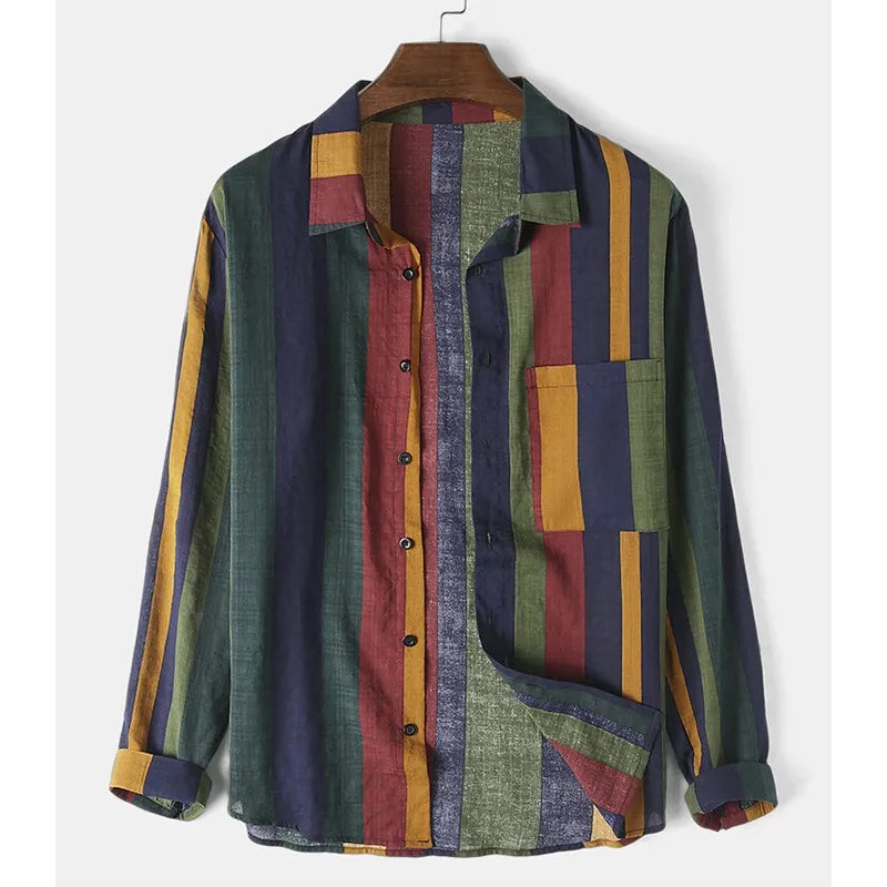 Street Colorful Stripes Loose Shirt