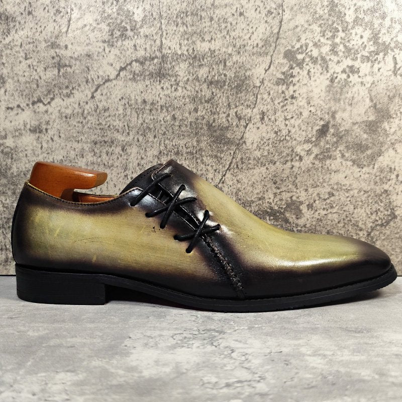 Solid Polishing Side Lace-Up Shoes