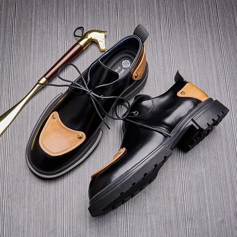 Round Toe Lace-Up Chunky Sole Shoes