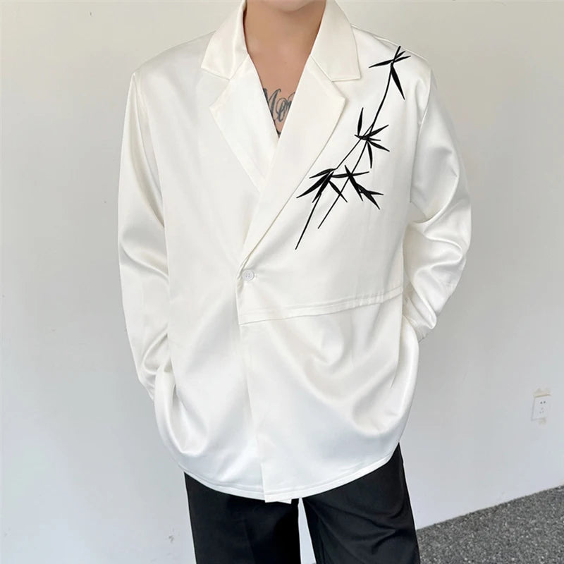 Bamboo Embroidery Single Breasted Blazer