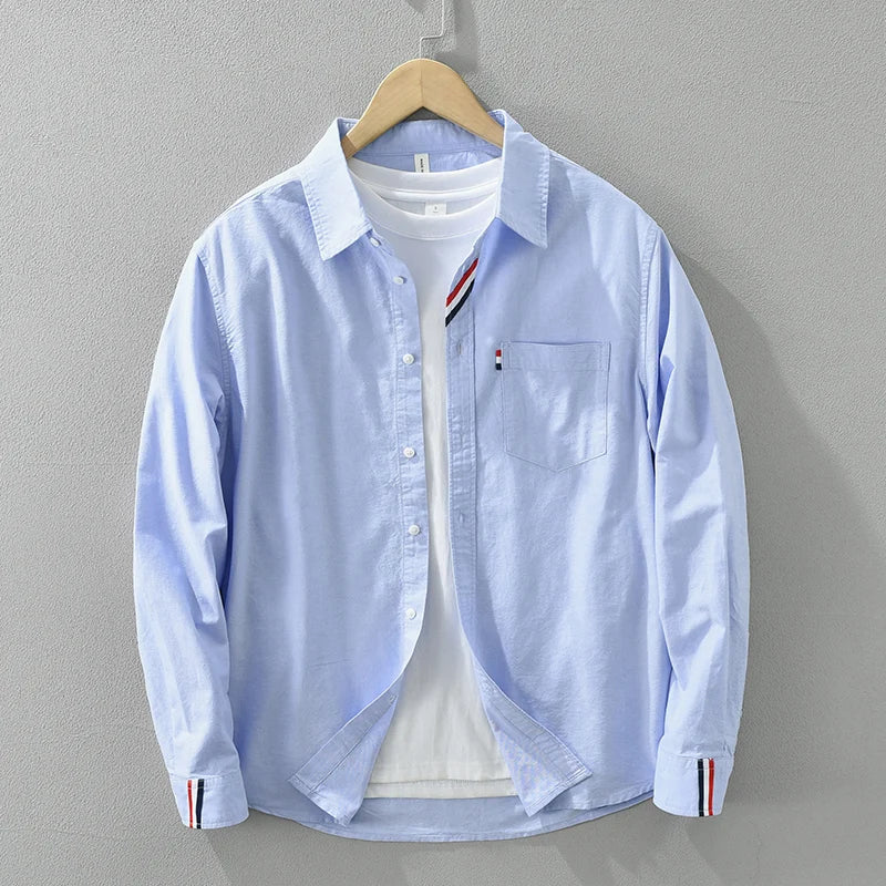 Solid White Blue Shirt Loose Shirt