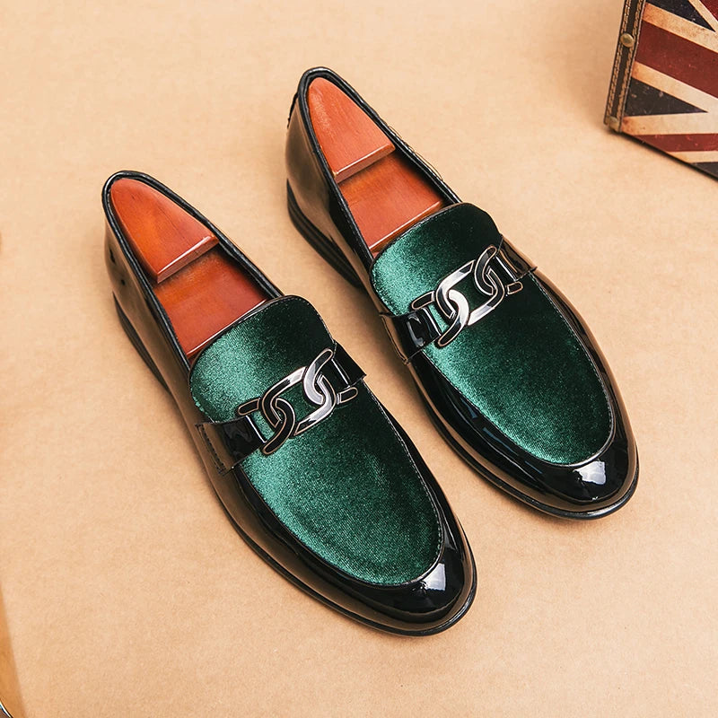 Luxury Metal Appliques Artificial Leather Loafers