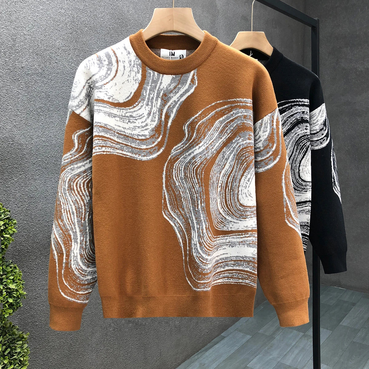 Pattern Abstract Contrast Knitted Sweater