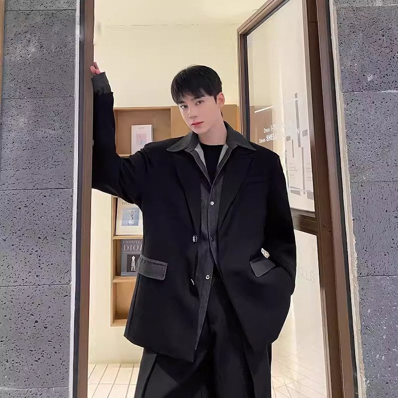 Faux Two Piece Shoulder Padded Blazer