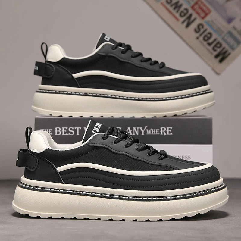 Solid Color Block Lace-Up Sneakers
